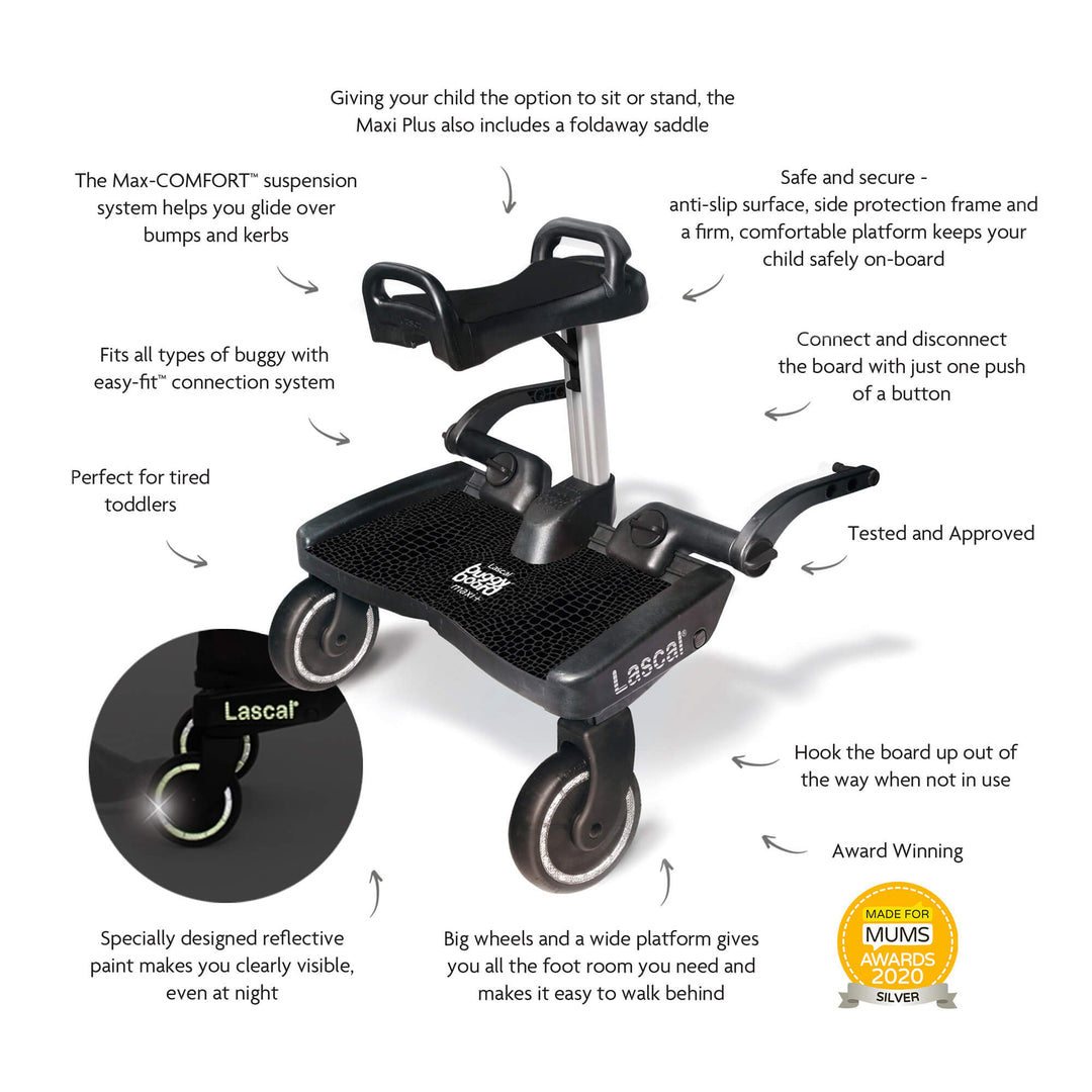 Lascal BuggyBoard Maxi Plus Black Croc with Black Saddle – My