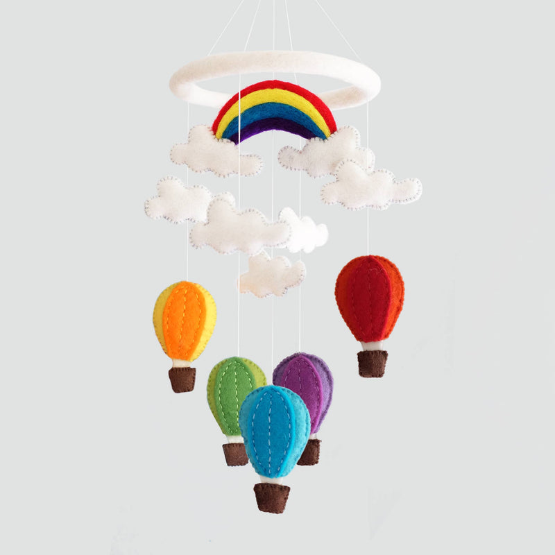 The Winding Road - Handmade Felt Mobile - Hot Air Balloons