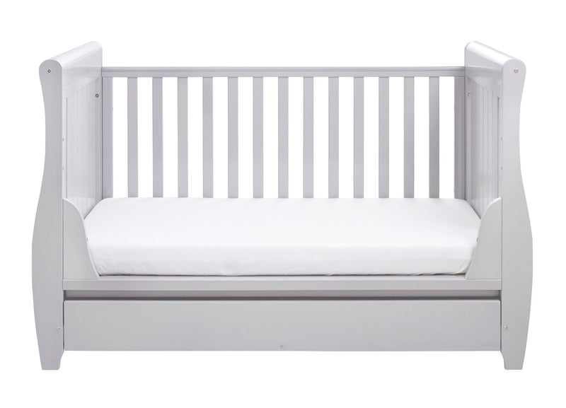 Babymore Stella Sleigh Drop Side Cot Bed - Grey