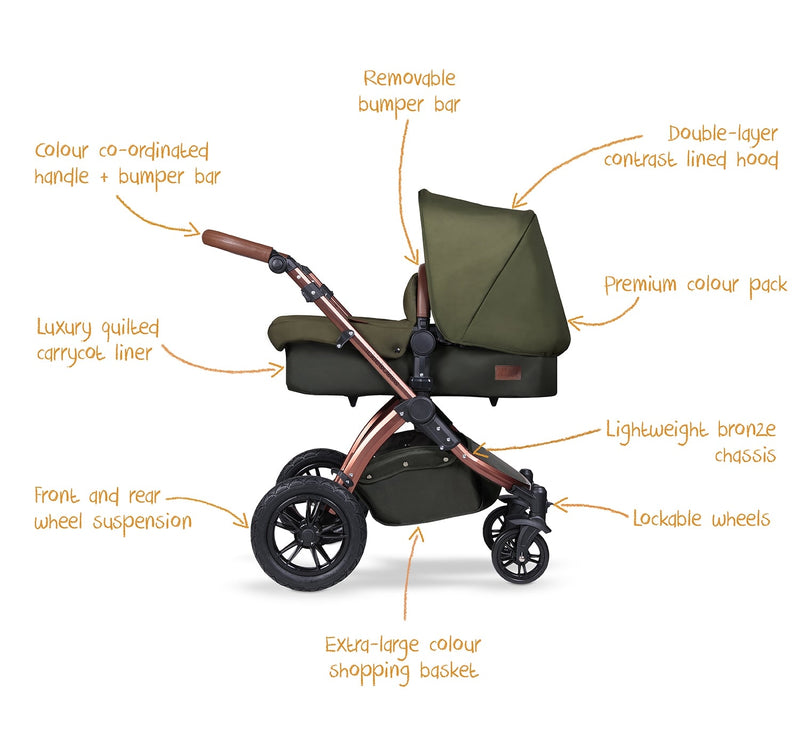 Ickle Bubba Stomp V4 2 In 1 Carrycot & Pushchair - Woodland