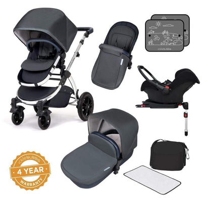 Ickle Bubba Stomp V4 Galaxy Travel System with Isofix Base - Blueberry / Chrome