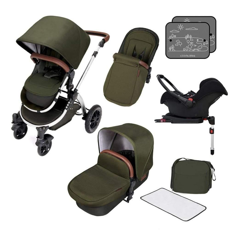Ickle Bubba Stomp V4 Galaxy Travel System with Isofix Base - Woodland