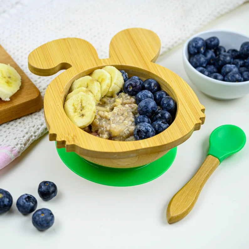 Bamboo Bunny Baby Bowl - Silicone Suction Base & Spoon