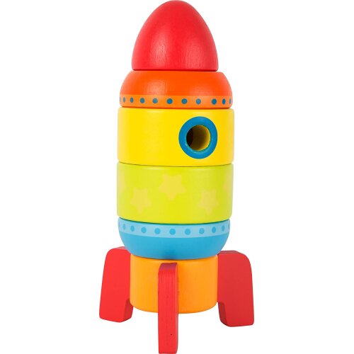 Small Foot - Colourful Wooden Stacking Space Rocket Block Toy