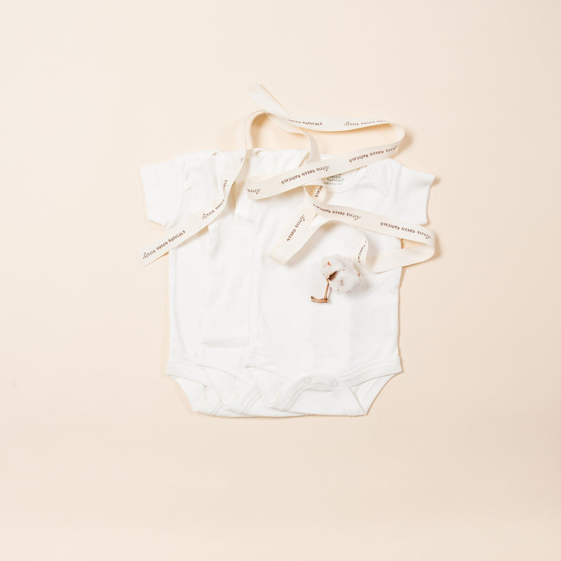 Little Green Radicals 3-Pack Natural Short Sleeve Baby Body - Cream
