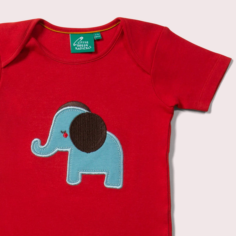 Little Green Radicals - Little Elephant Applique Short Sleeve T-Shirt