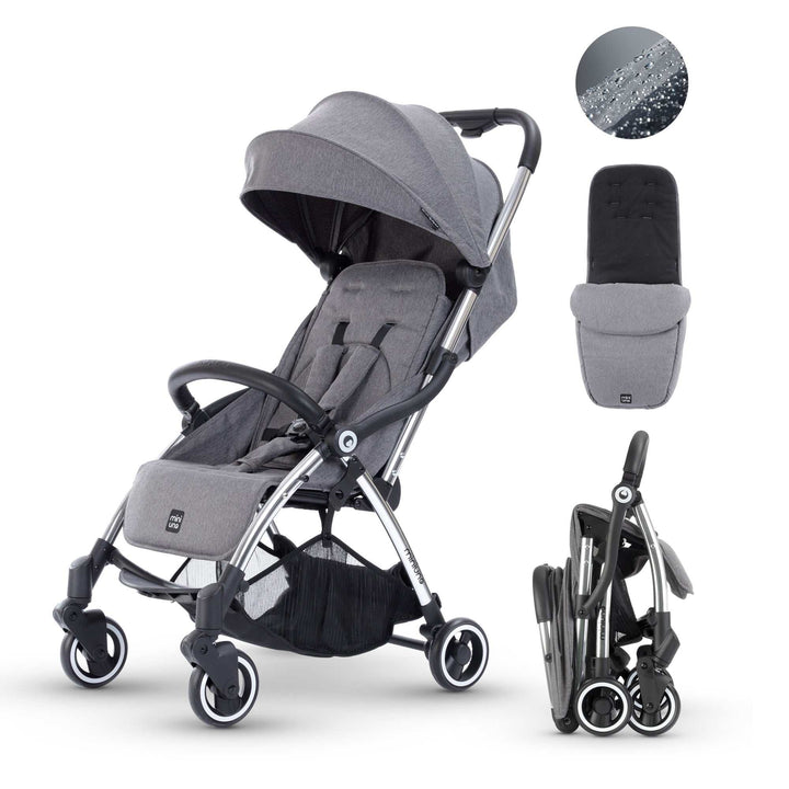 mini uno travel stroller MiniUno TouchFold Stroller – Grey Herringbone